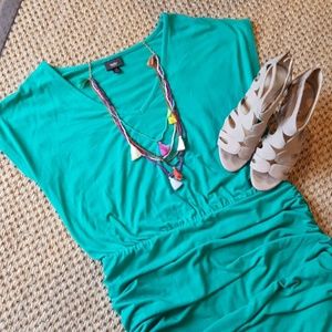 SLIMMING Teal green turquoise jersey dress